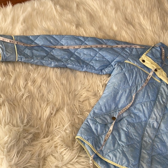Columbia PFG light blue white polkadotted puffer zip button up skii jacket coat - Picture 9 of 16
